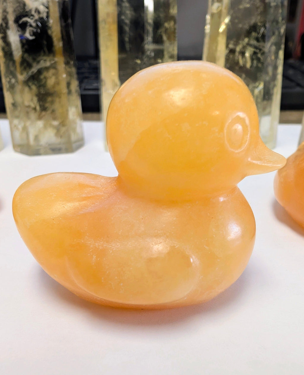 Orange Calcite Duck Carving – Joy, Creativity & Gentle Motivation