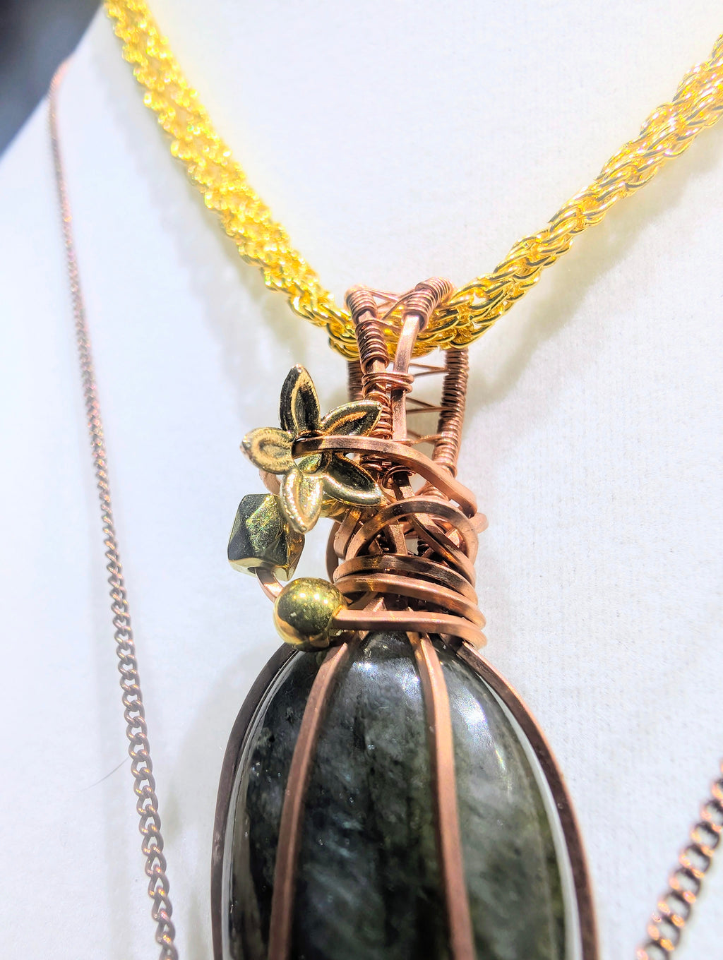 Raw Copper Labradorite Beaded Pendant Necklace