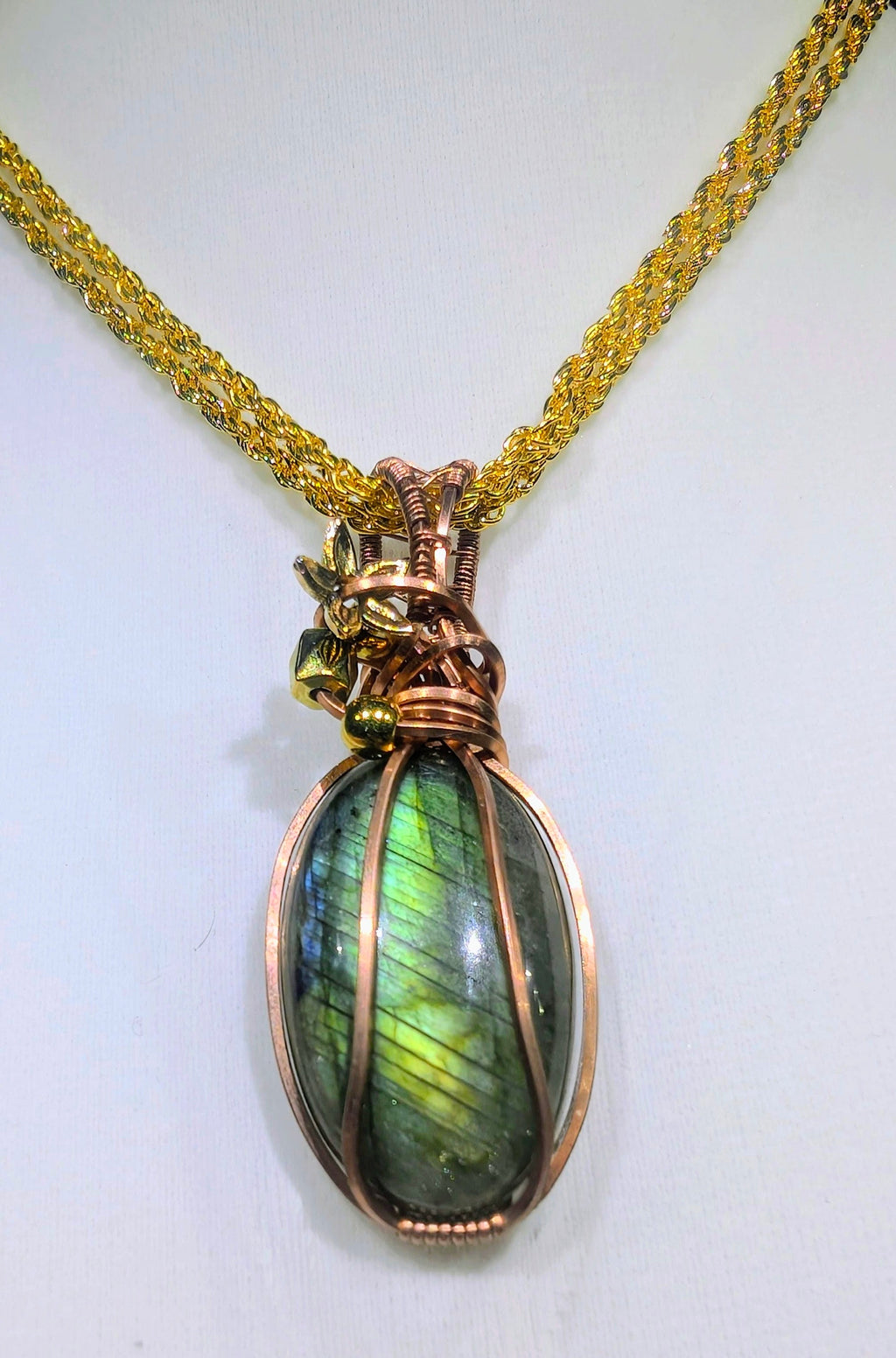 Raw Copper Labradorite Beaded Pendant Necklace