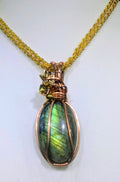Raw Copper Labradorite Beaded Pendant Necklace