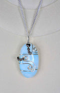 Plated Blue Aragonite Heart Flow Pendant Necklace