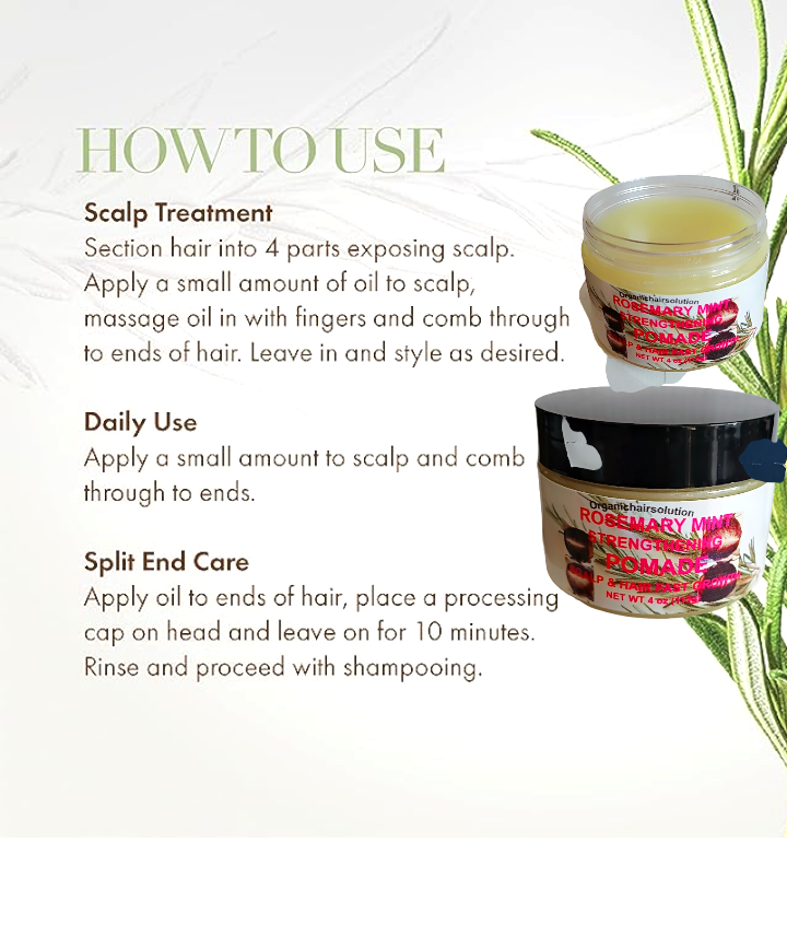 Organics Rosemary Mint Eucalyptus Hair Pomade, Grease/oil for Women, Men & Kids-Scalp & Hair