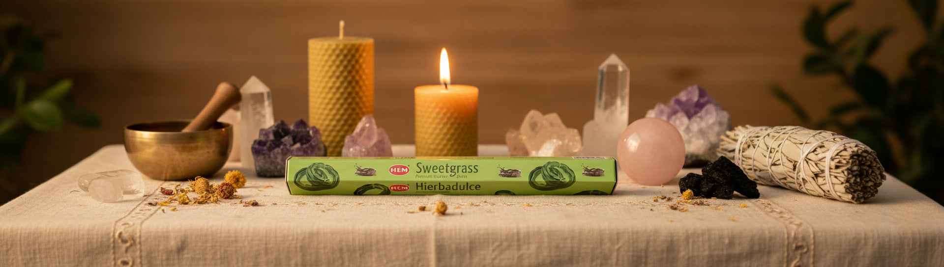 Hem Hexagon Sweetgrass Incense Sticks for Calming Aromatherapy and Purification