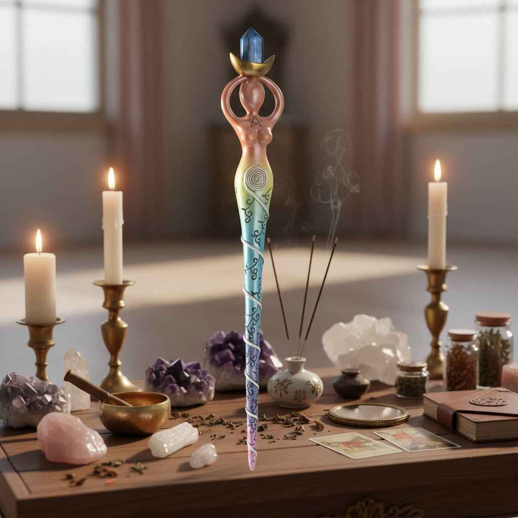 Spiral Goddess Mystical Wand for Enchantment and Transformation