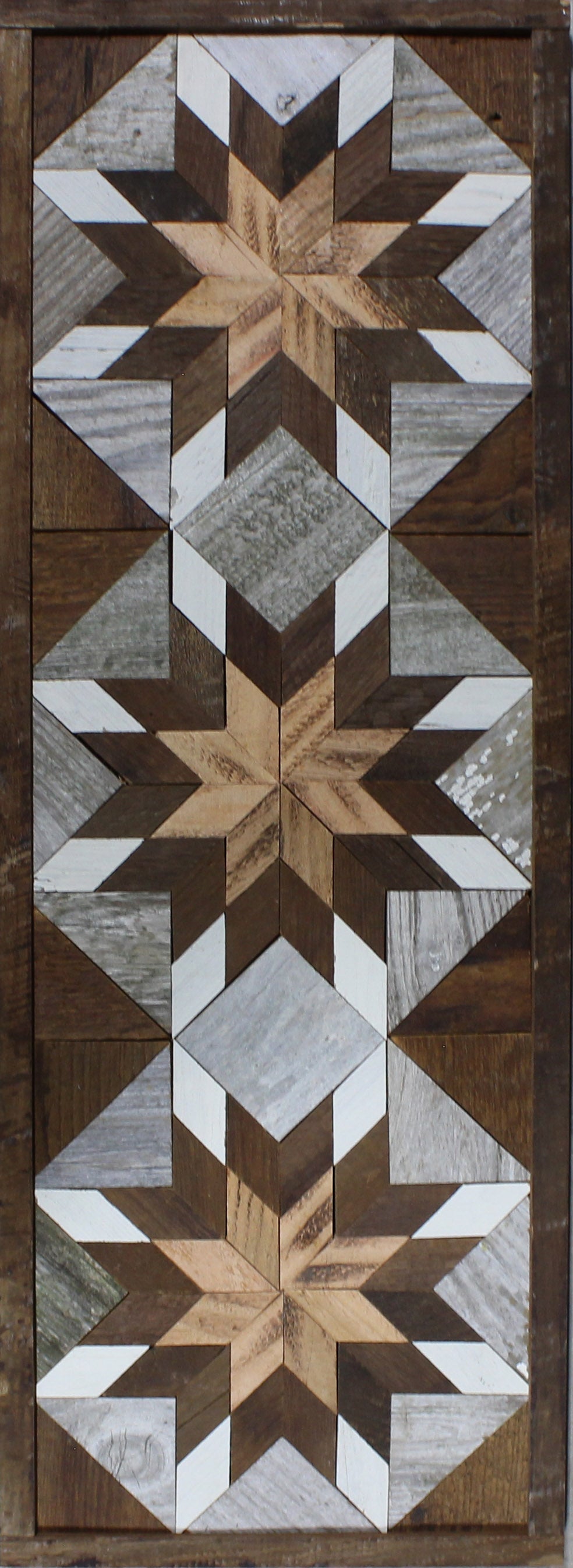 Handmade Amish Barn Quilt Banner Wall Art – 10.5in x 30in Reclaimed Wood Mosaic