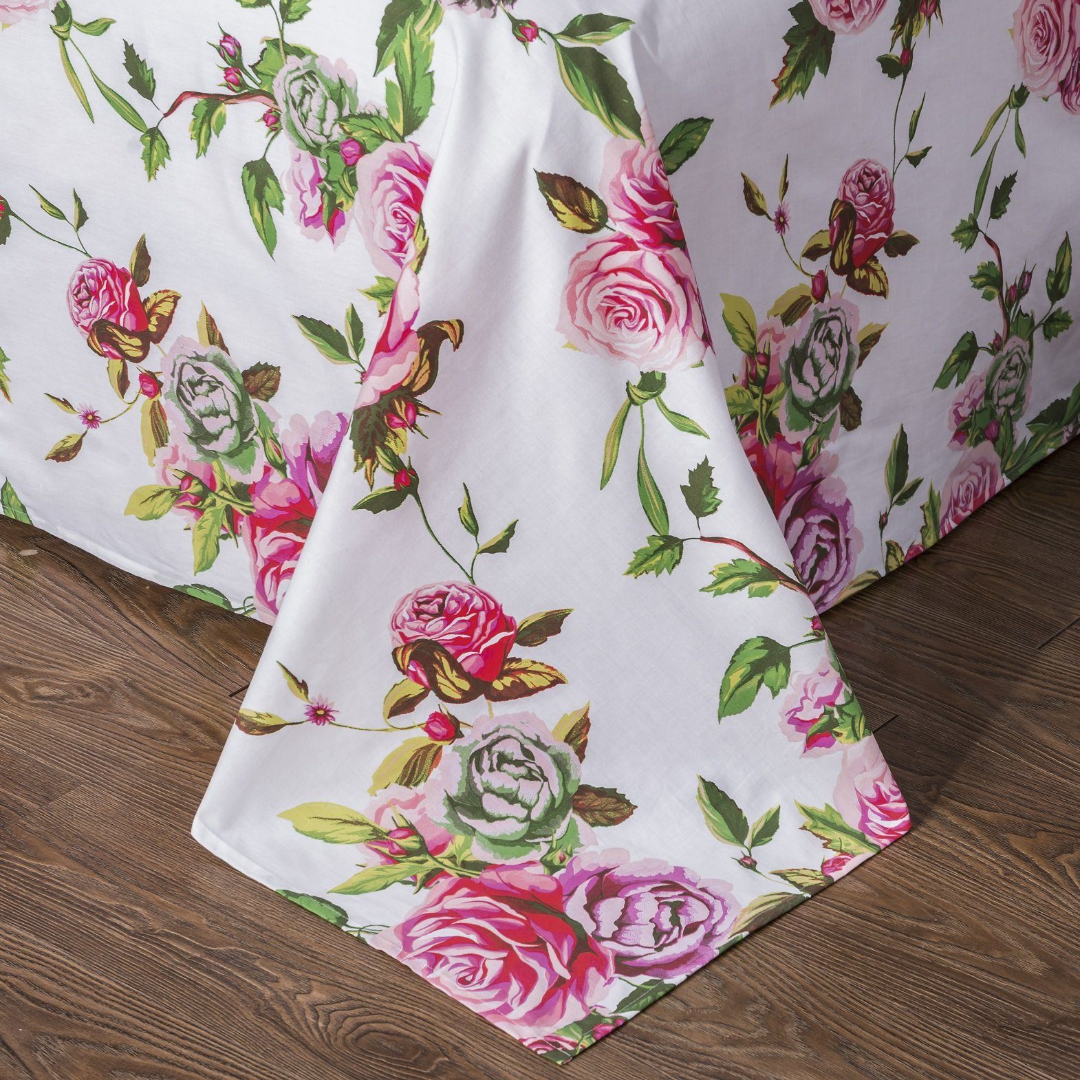 DaDa Bedding Pink Romantic Roses Floral Sheet Set