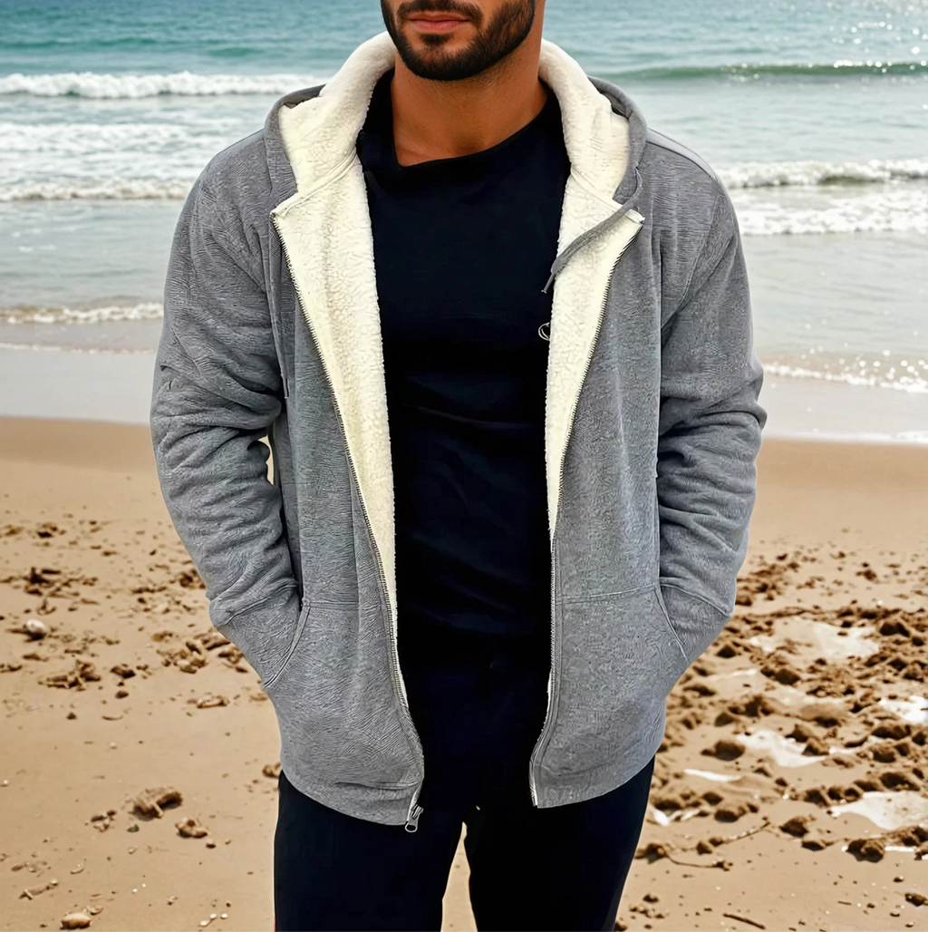 Mammoth Zip Sherpa Hoodie (Gray with White interior)