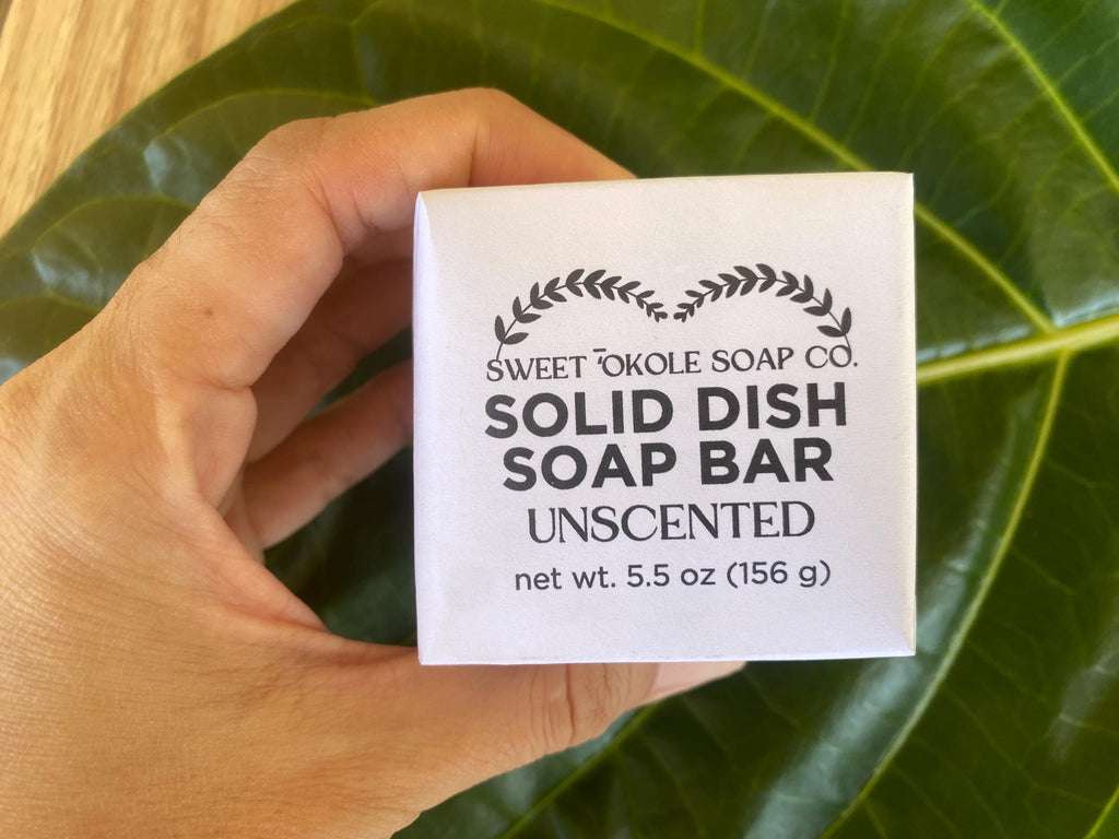 Solid Dish Soap Bar Non-Toxic, Unscented, Plastic-Free Dishwashing