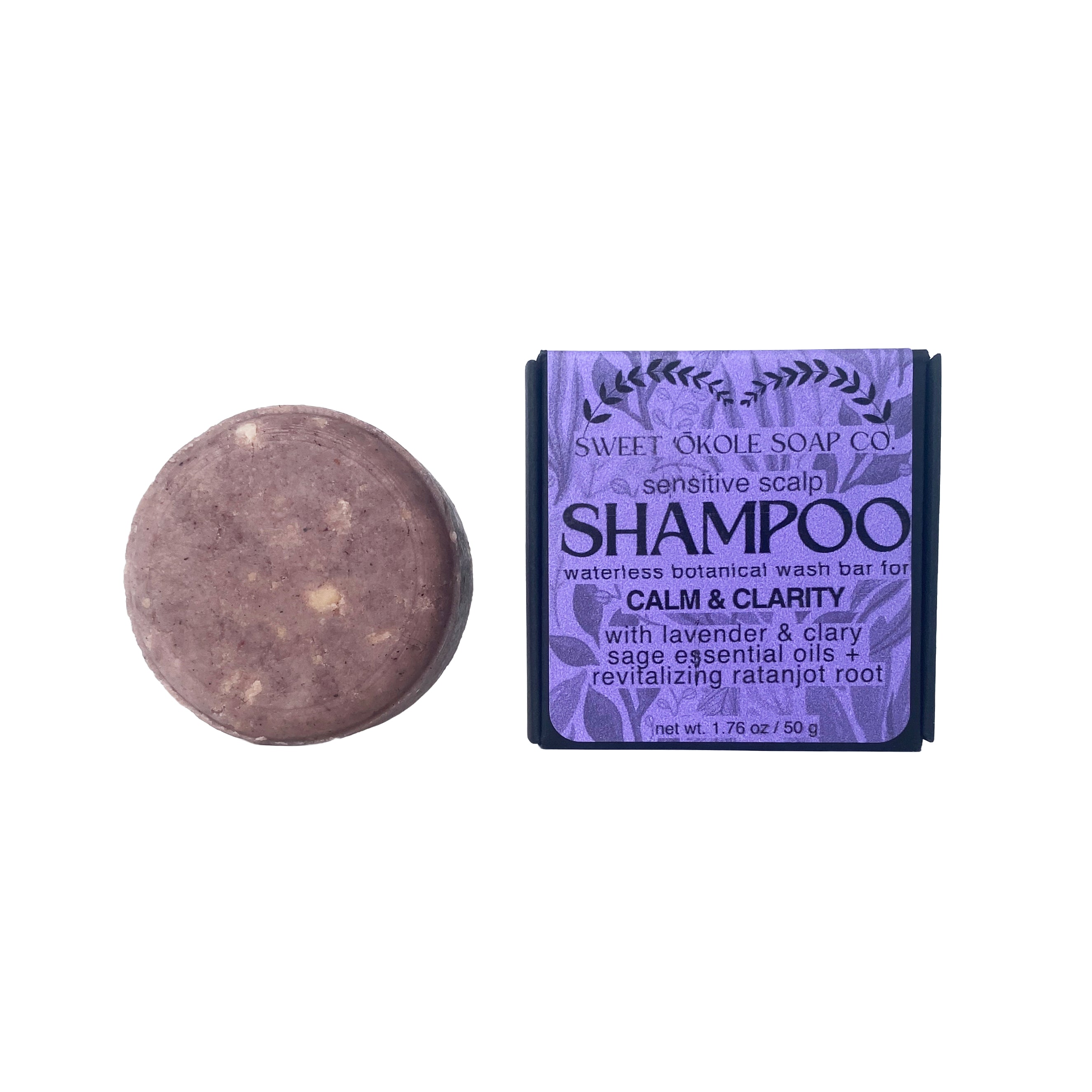 Lavender Clary Sage Solid Shampoo Bar with Ratanjot Root