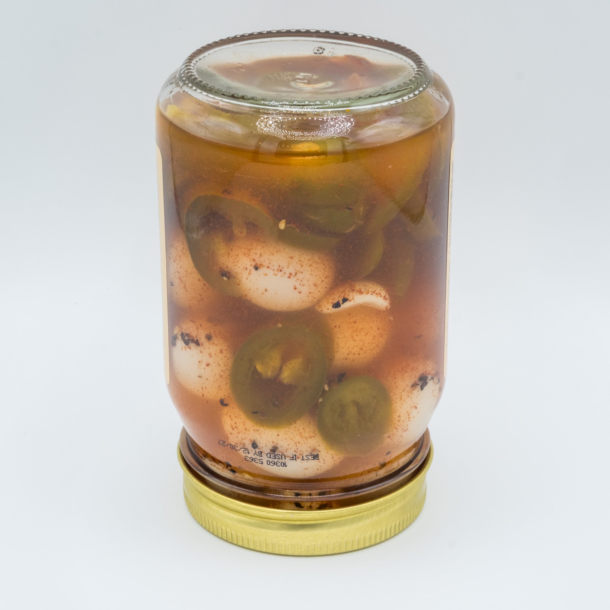 Spicy Pickled Quail Eggs | Jalapeño Brine Protein Snack | Amish Country Store | 16 oz