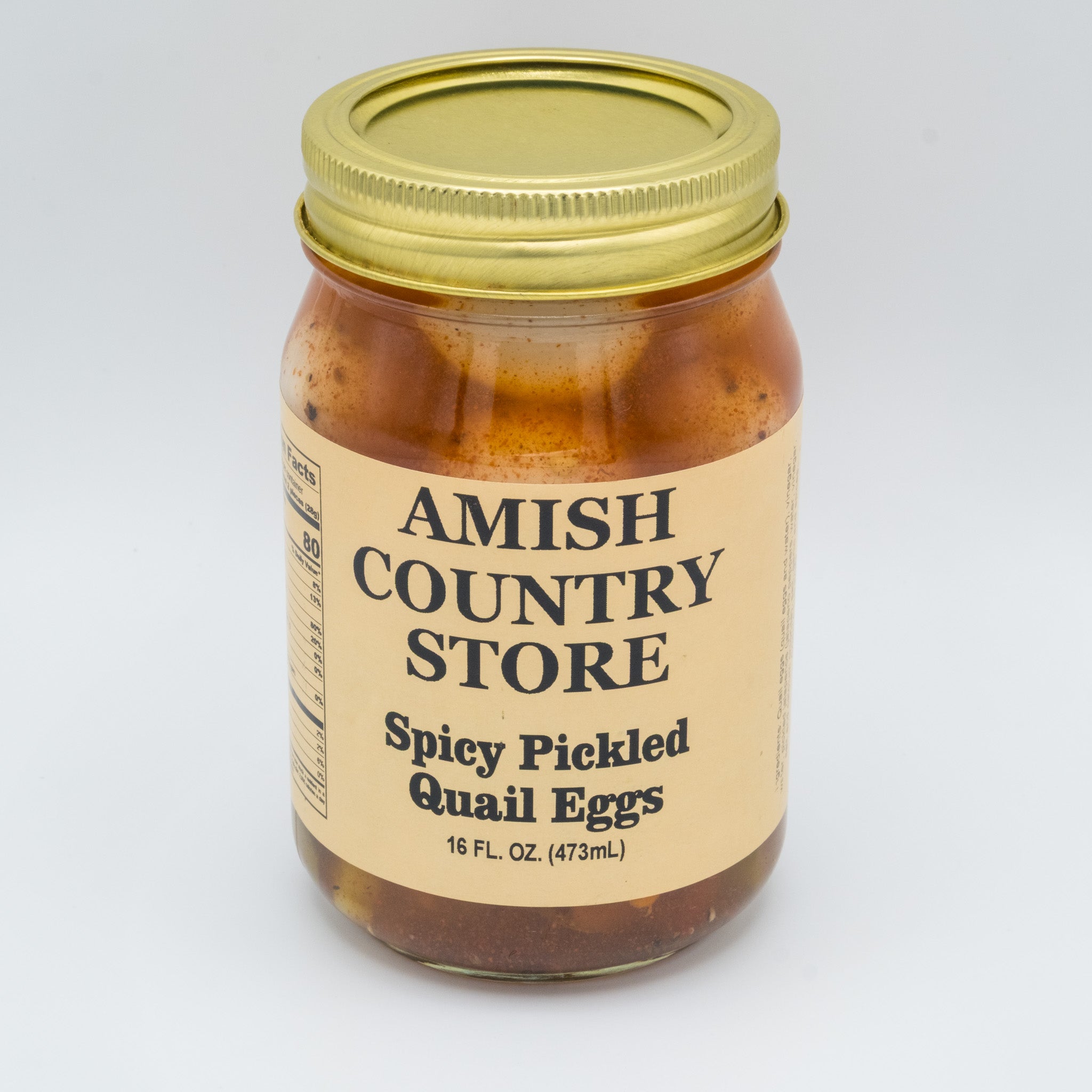 Spicy Pickled Quail Eggs | Jalapeño Brine Protein Snack | Amish Country Store | 16 oz