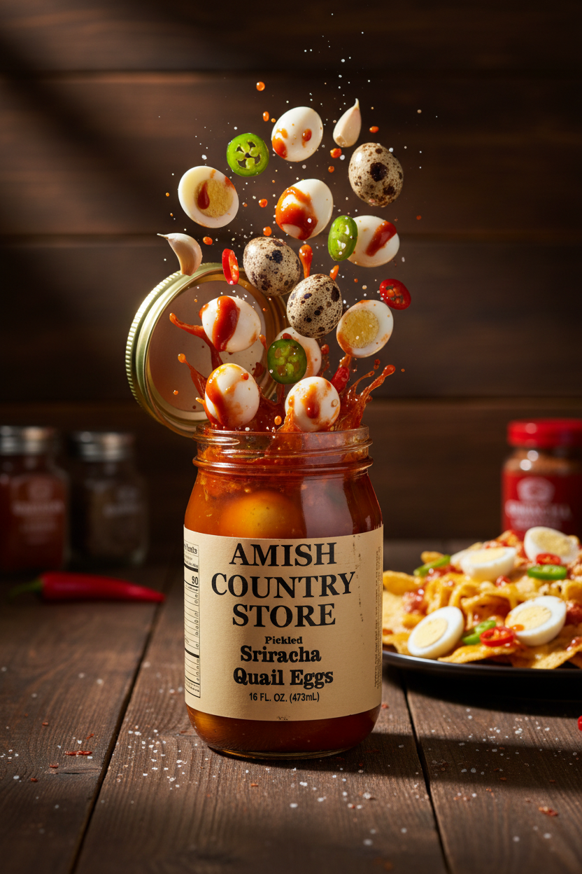 Sriracha Quail Eggs | Spicy Pickled Protein Snack | 16 oz