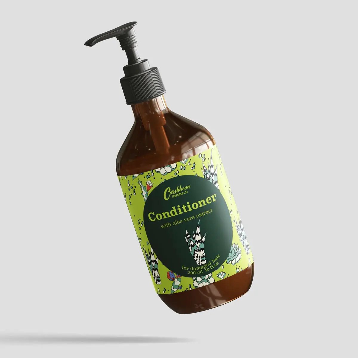Caribbean Emerald Strengthening Conditioner with Aloe Vera Extract for Damaged Dry Weakened Hair, Nourishing Moisturizing Hair Care, 300 ml 10 fl oz Pump Bottle