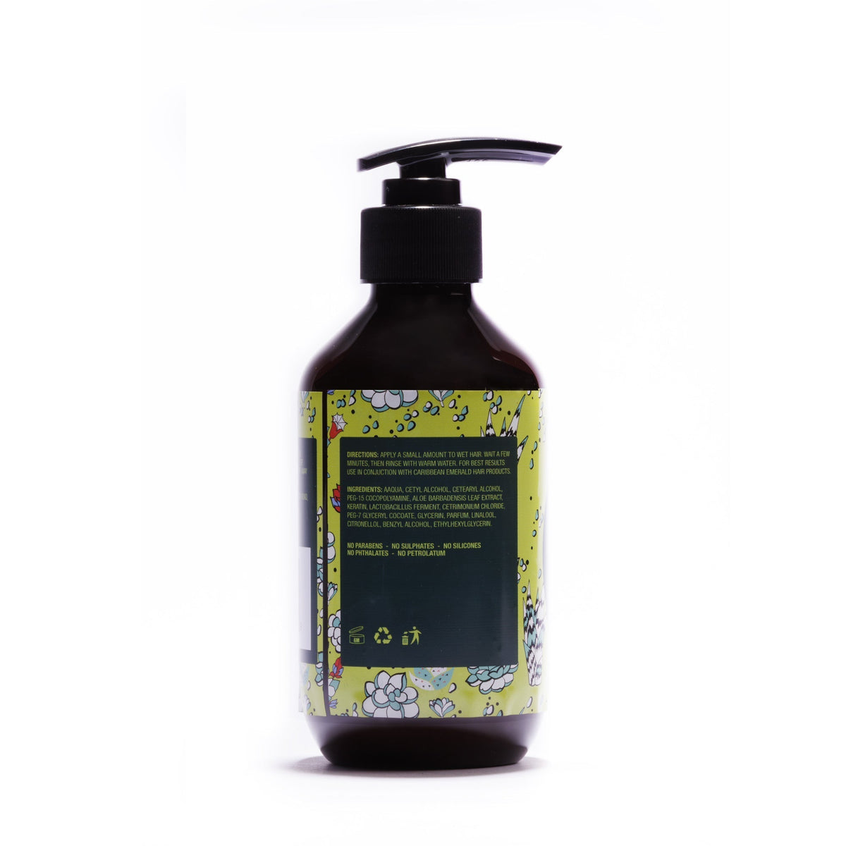 Caribbean Emerald Strengthening Conditioner with Aloe Vera Extract for damaged, dry and weakened hair, nourishing moisturizing hair conditioner in pump bottle, 300 ml / 10 fl oz
