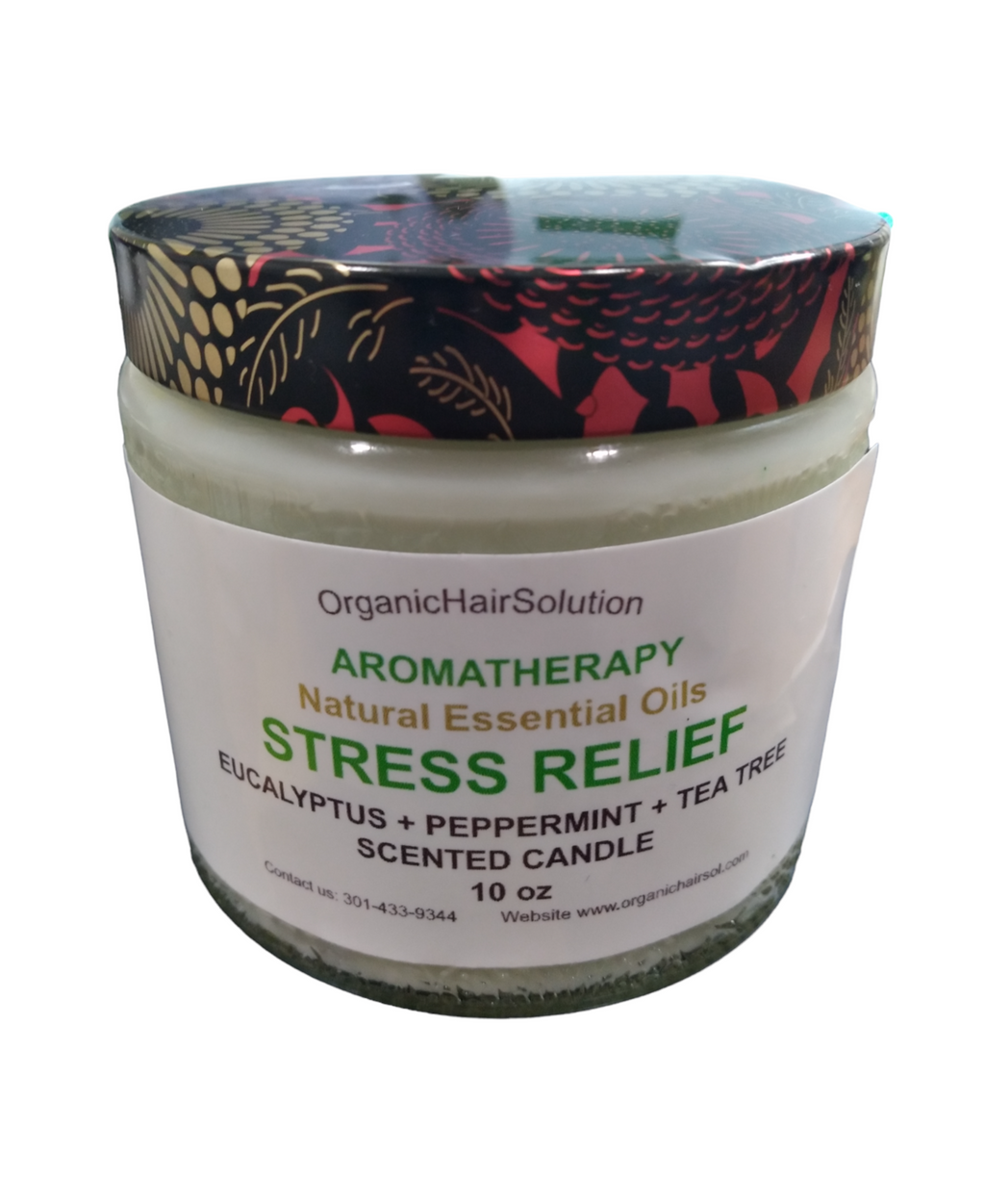 STRESS RELIEF AROMATHERAPY CANDLE-with Eucalyptus-Peppermint & Tea Tree (10 OZ)