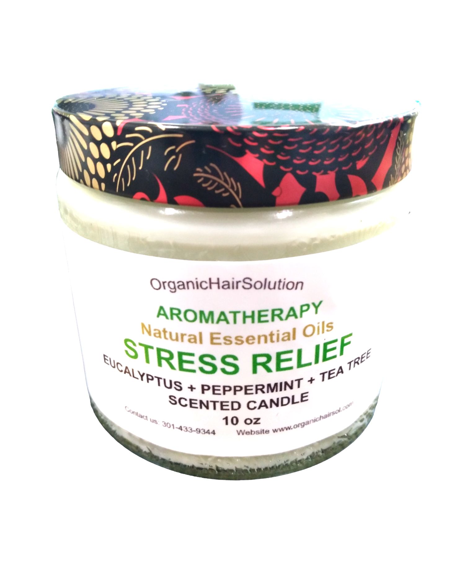 STRESS RELIEF AROMATHERAPY CANDLE-with Eucalyptus-Peppermint & Tea Tree (10 OZ)