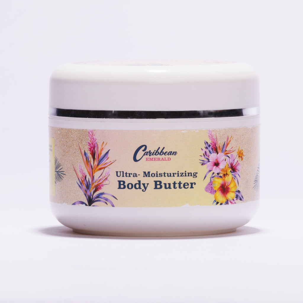 Jar of Caribbean Emerald Ultra-Moisturizing Body Butter on a white background