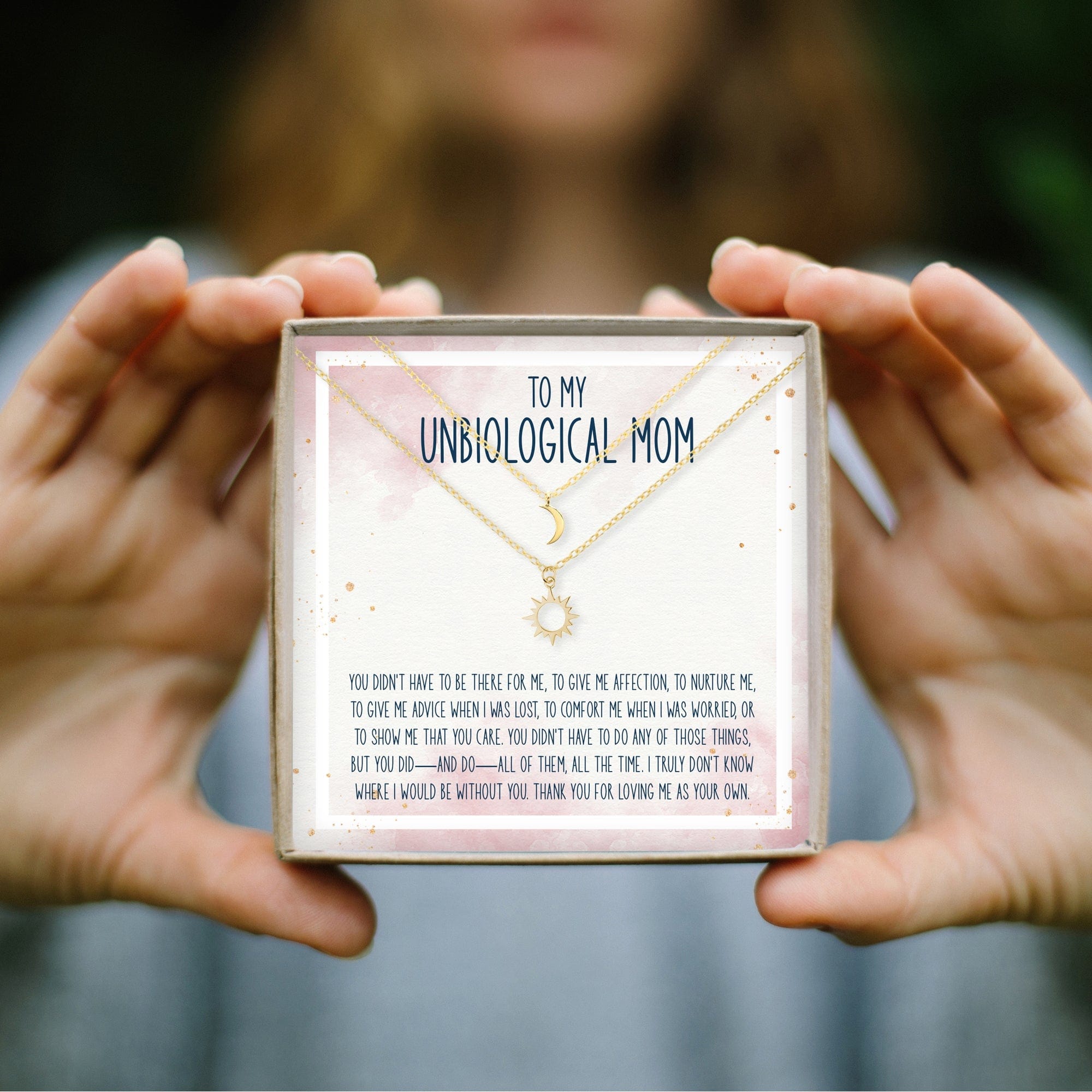 Unbiological Mom Sun and Moon Pendants Necklace Set
