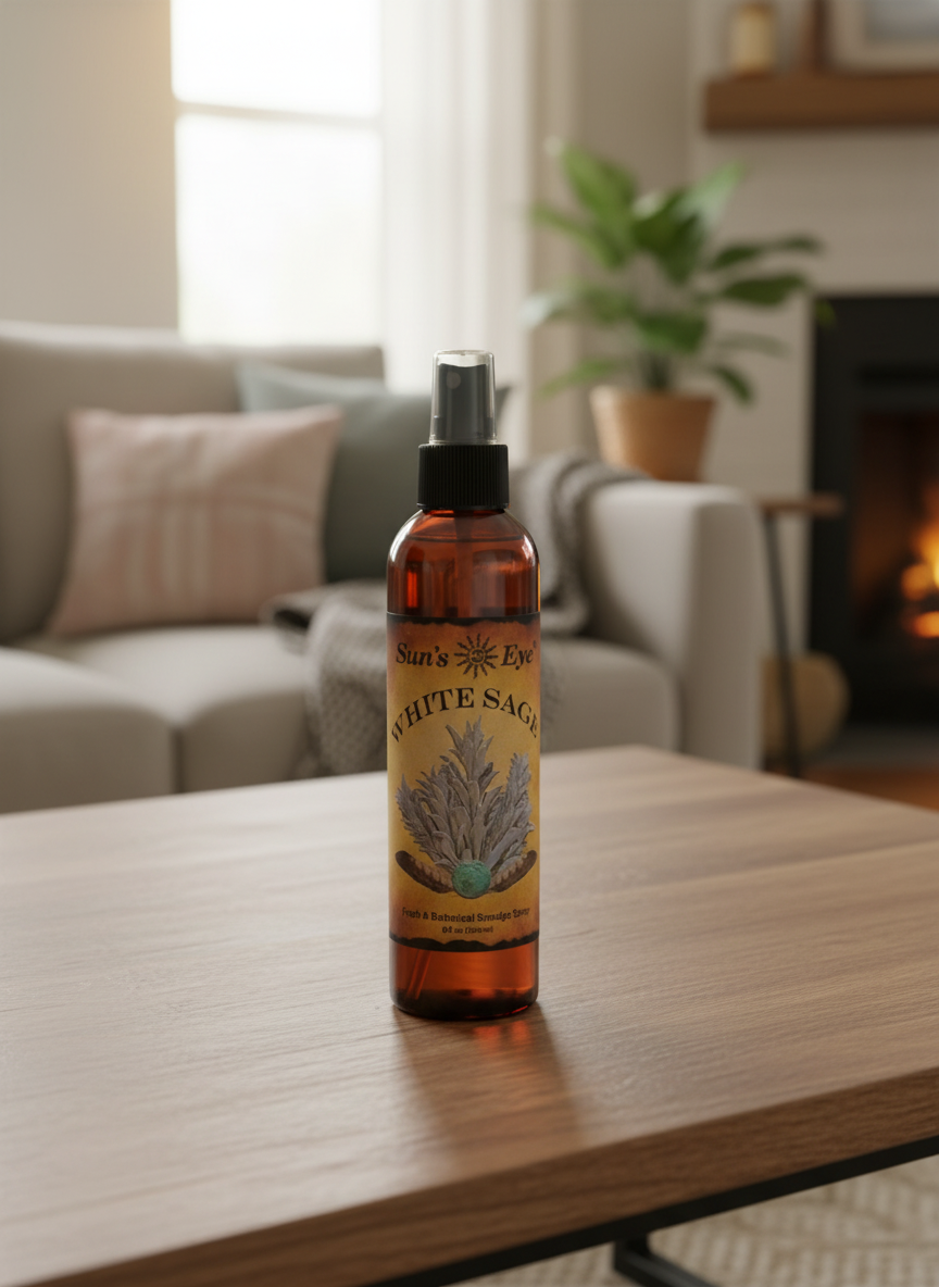 Sun's Eye White Sage Clearing Spray Mist for Purification and Spiritual Cleansing