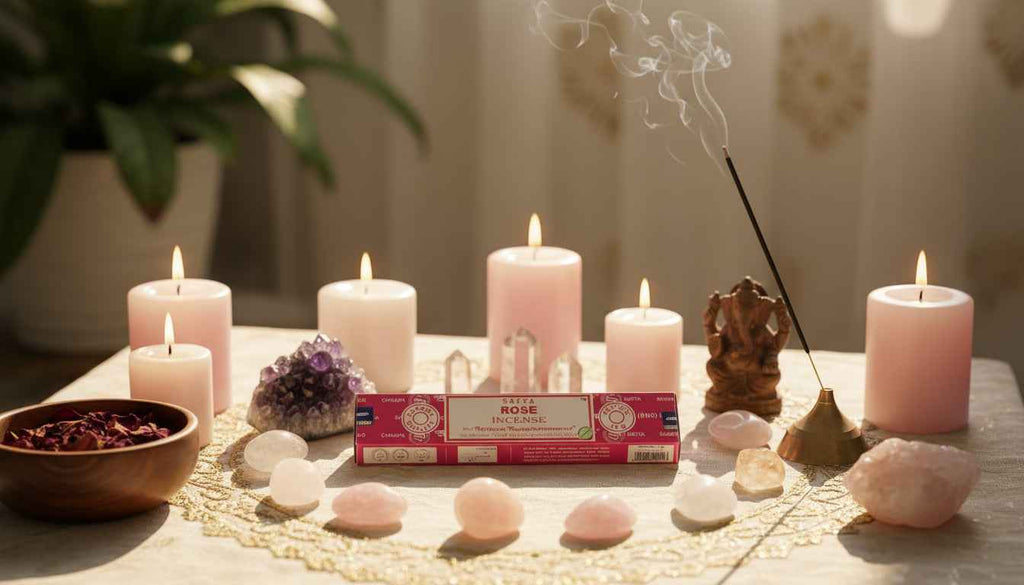 Satya Rose Incense Sticks for Calming Aromatherapy and Meditation
