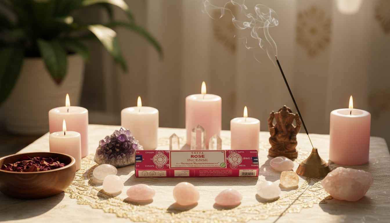 Satya Rose Incense Sticks for Calming Aromatherapy and Meditation