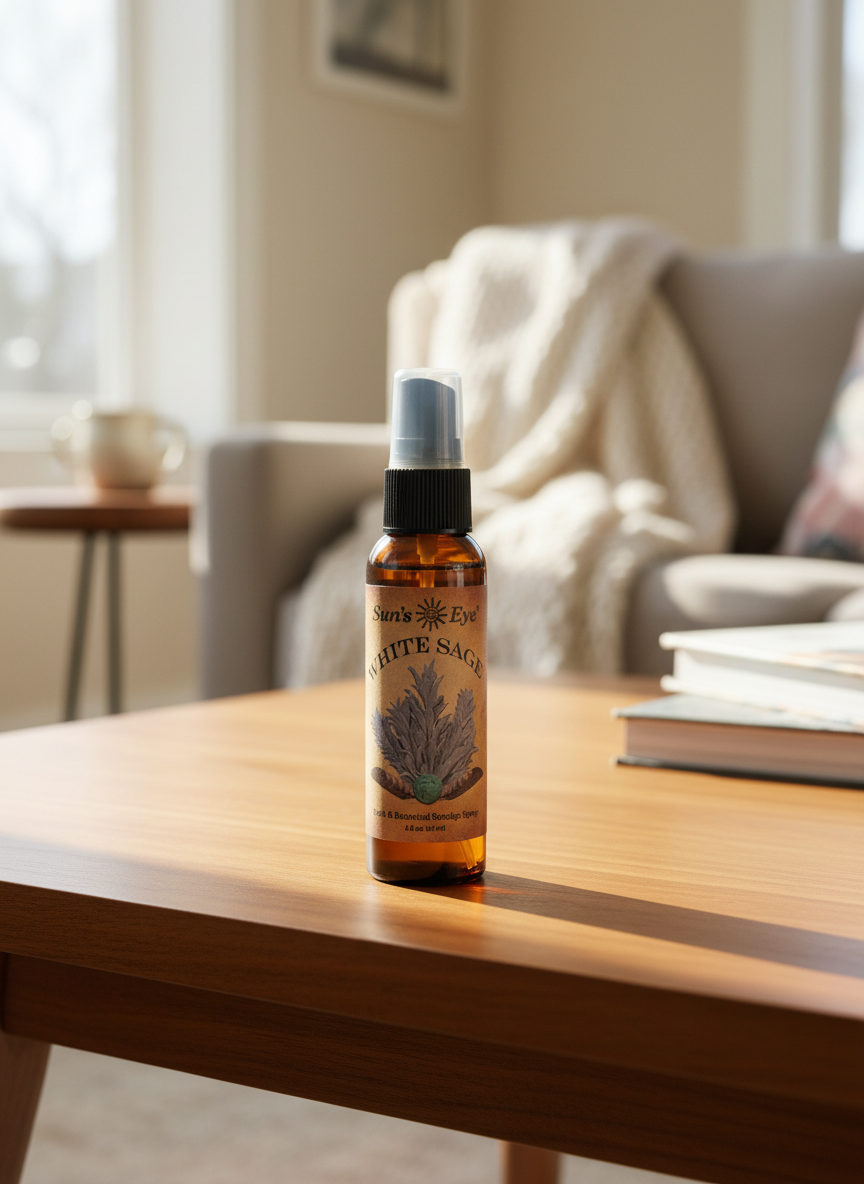 Sun's Eye White Sage Clearing Spray Mist for Purification and Spiritual Cleansing