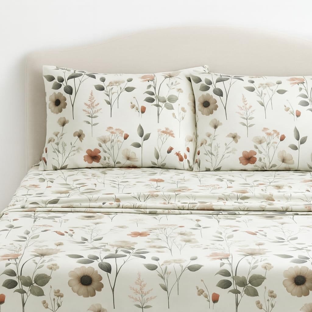 DaDalogy Enchanted Meadow Floral Microfiber Sheet Set