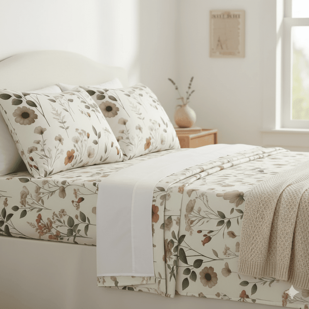 DaDalogy Enchanted Meadow Floral Microfiber Sheet Set