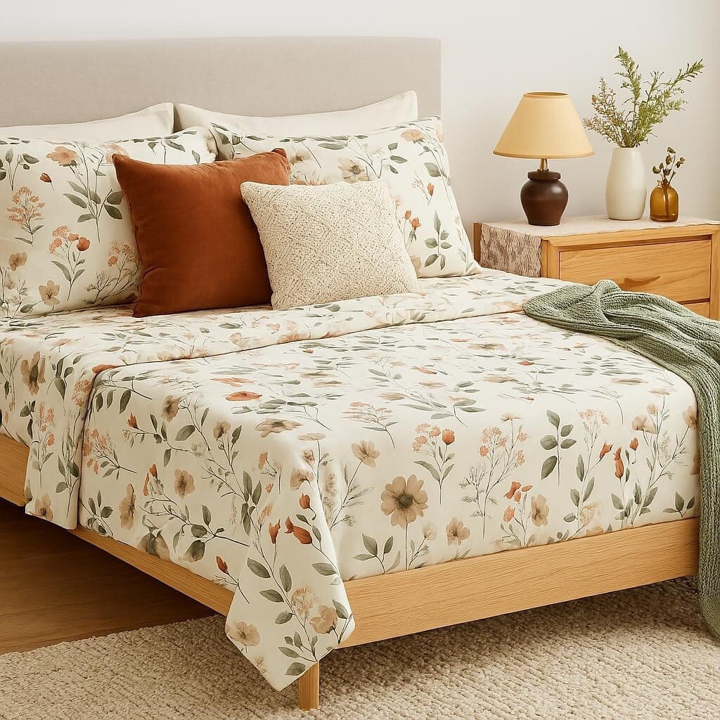 DaDalogy Enchanted Meadow Floral Microfiber Sheet Set