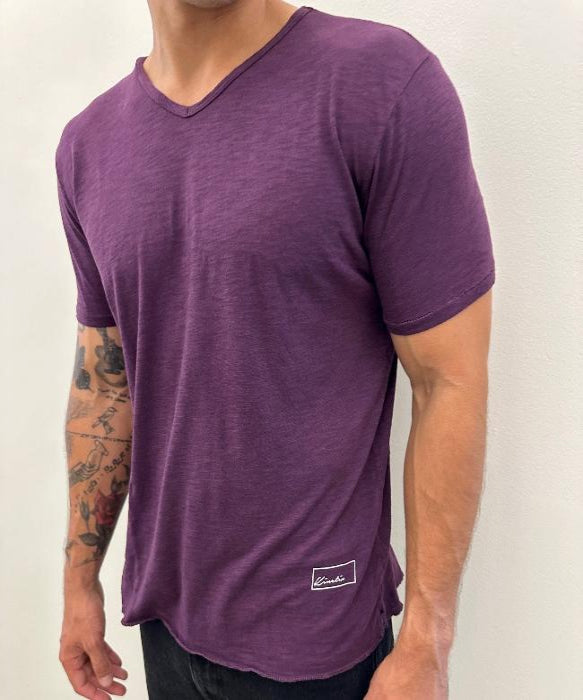 4 Corners V-neck (Plum) 100% USA COTTON