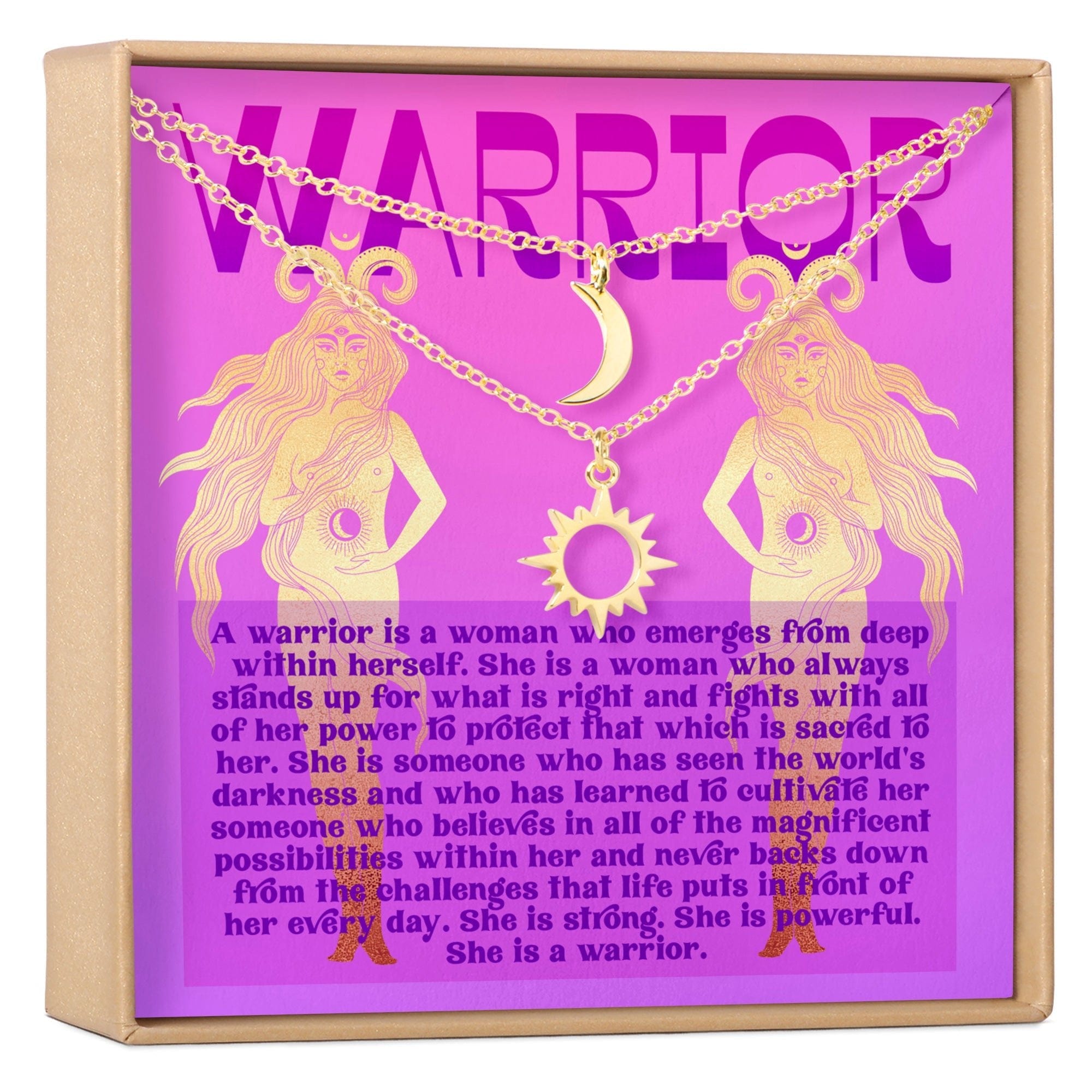Warrior Sun and Moon Pendants Necklace Set