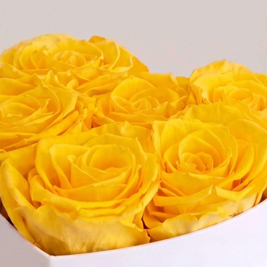 Baby Heart White Box | Yellow Roses